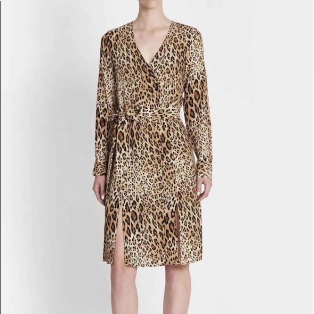 Frame leopard Sgt. Pepper print silk dress XL